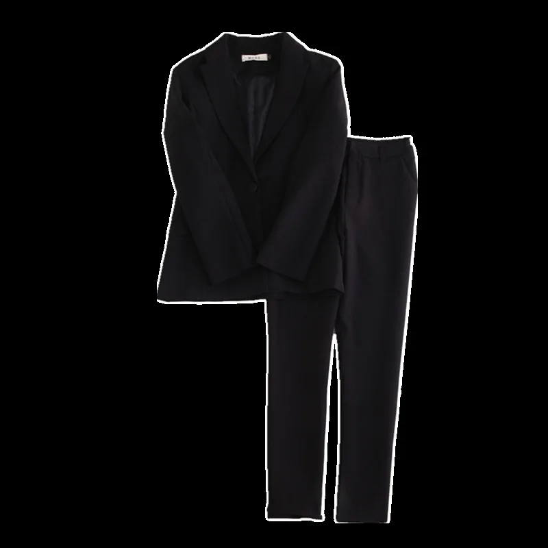 

Fashion Women's Pants Suit Korean Temperament Casual Slim Red Ladies Jacket Blazer Elegant Wide-leg Trousers Two-piece Set 2019