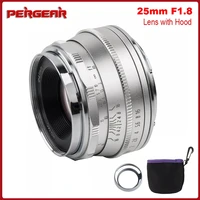 pergear 25mm f1 8 manual prime lens to all single series for fujifilm for sony e mount micro 43 cameras a7 a7ii a7r xt3 xt20