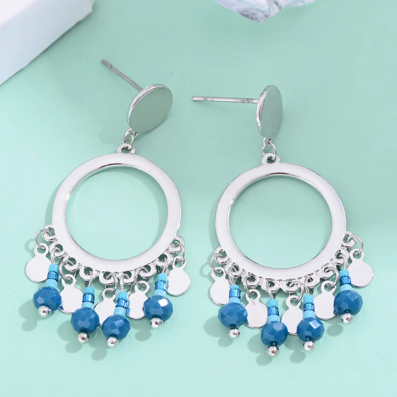 Shineland этнические Бусины круглые Висячие серьги для женщин женские 2020 Свадебные