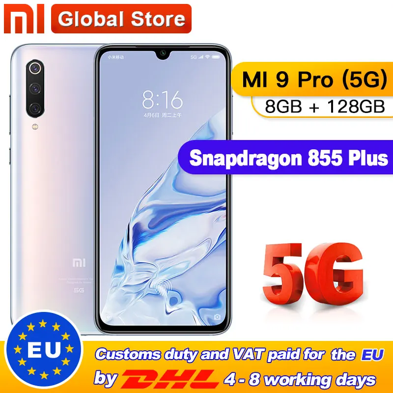 Xiaomi mi 9 pro (5G) 8GB 128GB смартфон 5G Snapdragon 855plus 48MP с тройной камерой 4000mAh аккумулятор AMOLED 6