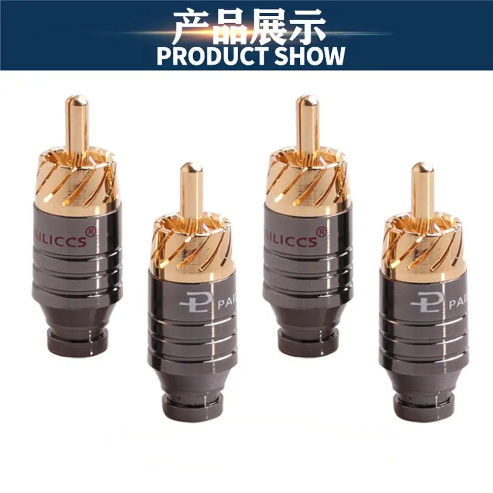 

Haldane 4pcs/Lot Copper RCA Plug Gold Plated Audio Video Adapter Connector HIFI Audio Video RCA Plug RCA Socket