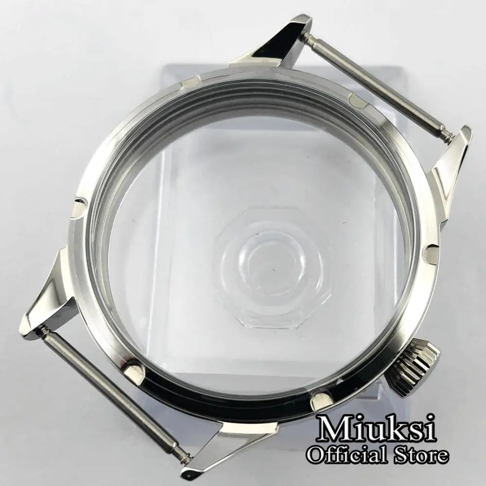 

Miuksi 42mm steel watch case fit ETA 6497/6498 Sea gull ST36 movement mens mechanical watch