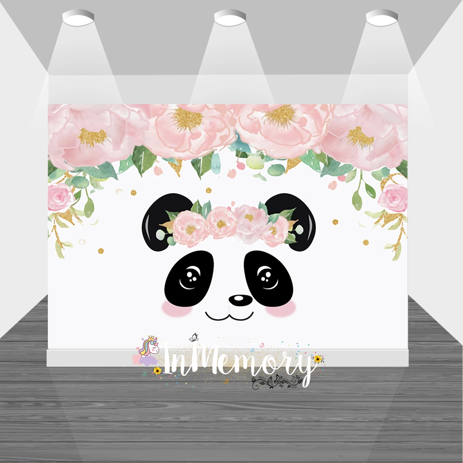 

Фон для студийной фотосъемки с изображением розовых цветов детской вечеринки в честь Дня Рождения