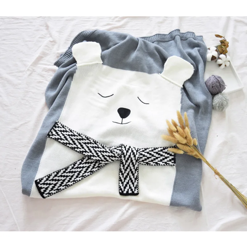 1 предмет детское одеяло для пеленания вязаное детей с рисунком медведя