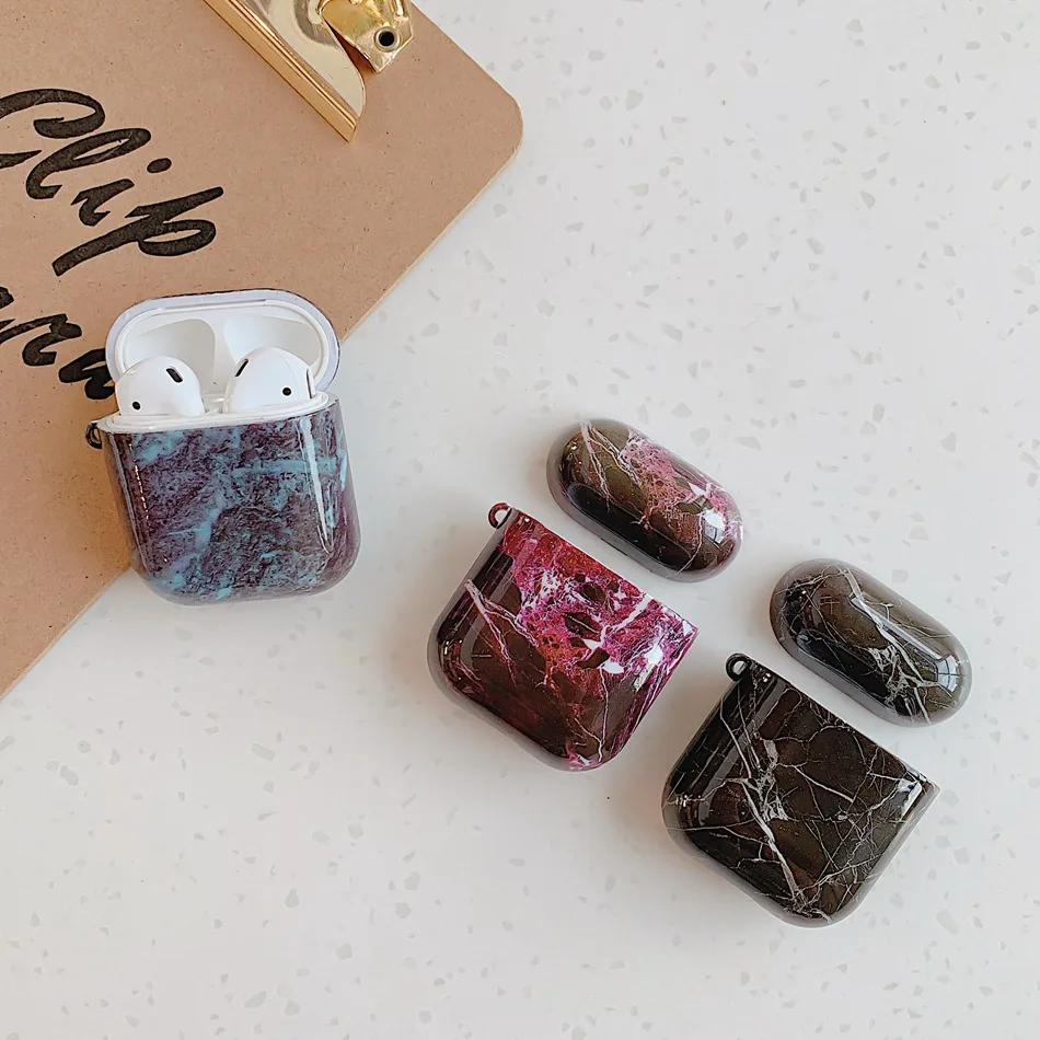 Роскошный Мраморный чехол для Airpods аксессуары наушников Air Pods Жесткий Чехол из