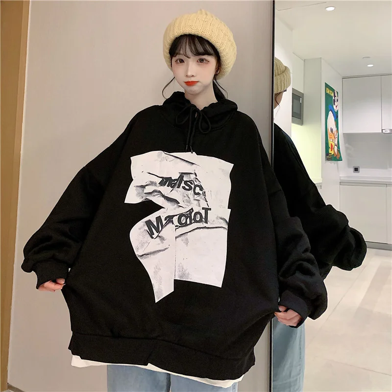 

Черная толстовка с капюшоном, женская модная новинка на раннюю осень 2021