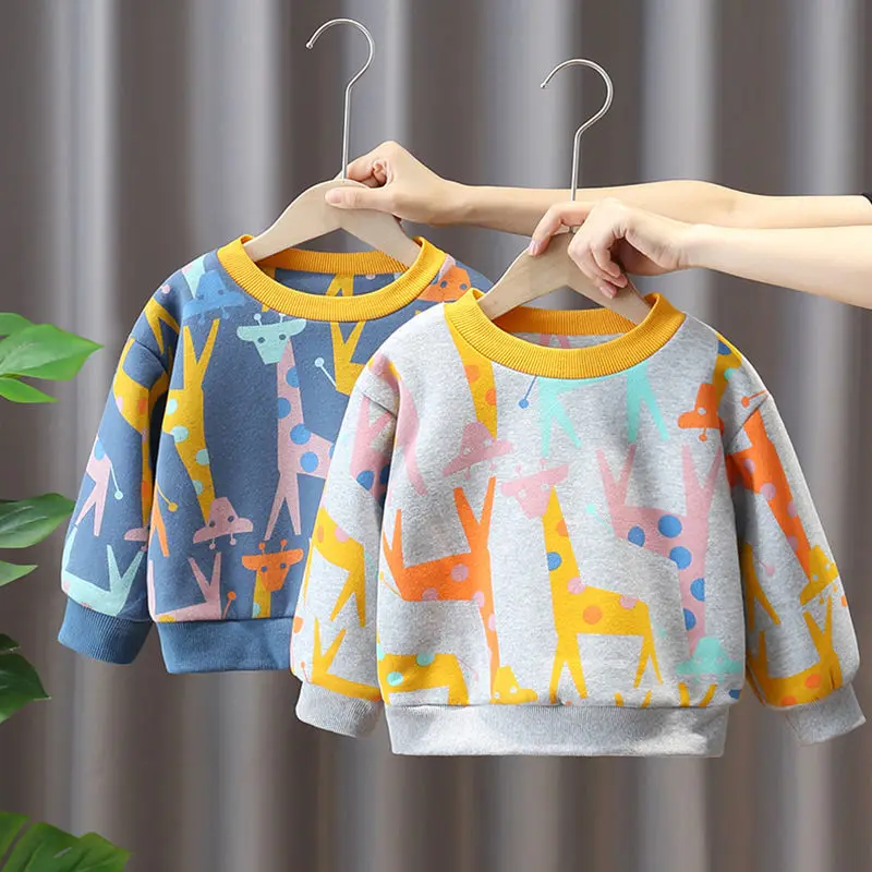 

Boys' and Girls' Sweater 2022 New Children's Plush Thickened Sweater Baby Cartoon Children's Spring and Autumn Top