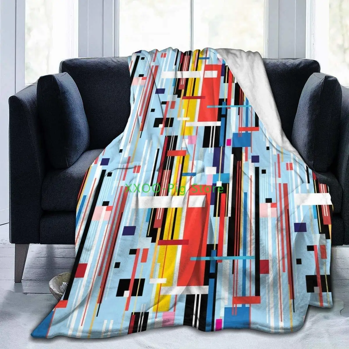 

A Color Abstract Geometric Throw Blanket for Couch All Seasons Suitable Fuzzy Bed Blankets Printed