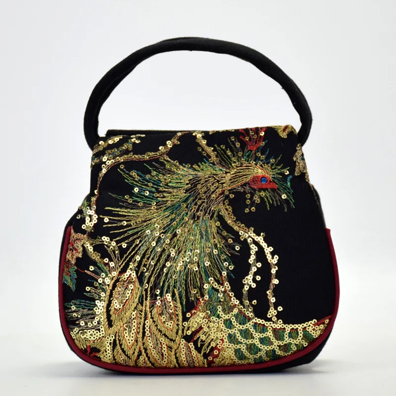 

Fashion National Style Embroidery Bag Canvas Embroidery Bag Chinese Peony Backpa Portable Slant Single Shoulder Women's Bags