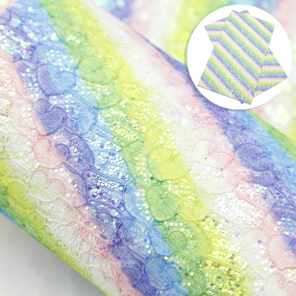 Градиентные цвета кружева Синтетическая кожа Радуга искусственная листы в