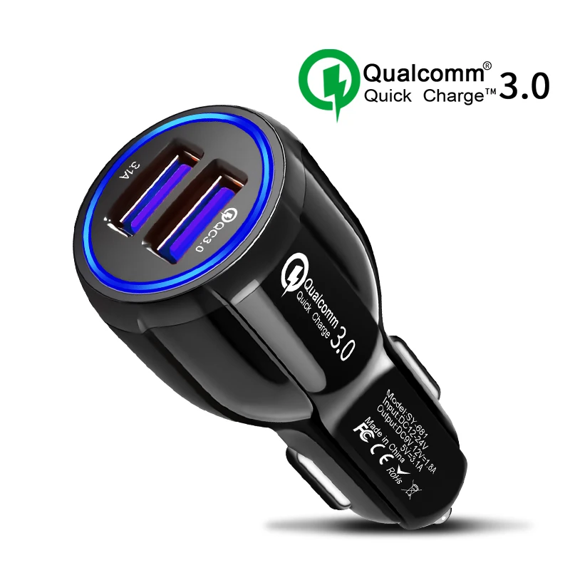 Быстрая зарядка двойной Переходник usb для зарядки в машине 3.1A авто автомобиль 2 usb порта универсальное интеллектуальное зарядное устройство для смартфона/планшета