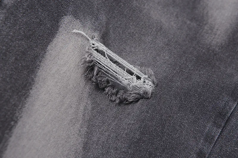 

2021 spring, summer women's high-waisted slimming printed straight-leg hole casual street style jeans