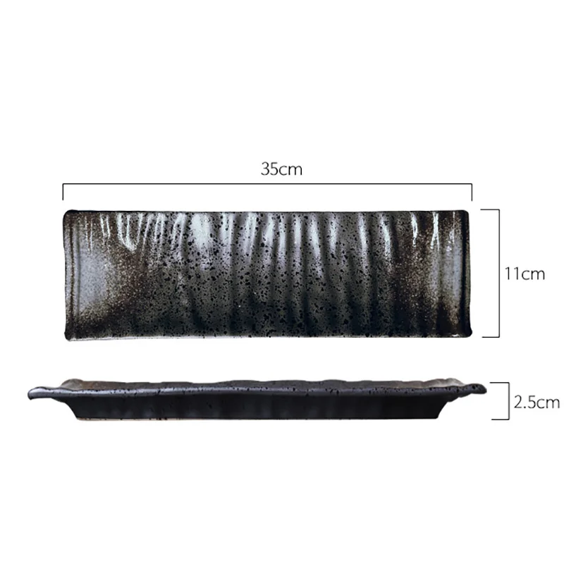 

FANCITY Sushi plate, Japanese side dish flat plate, rectangular ceramic plate, restaurant home dish.