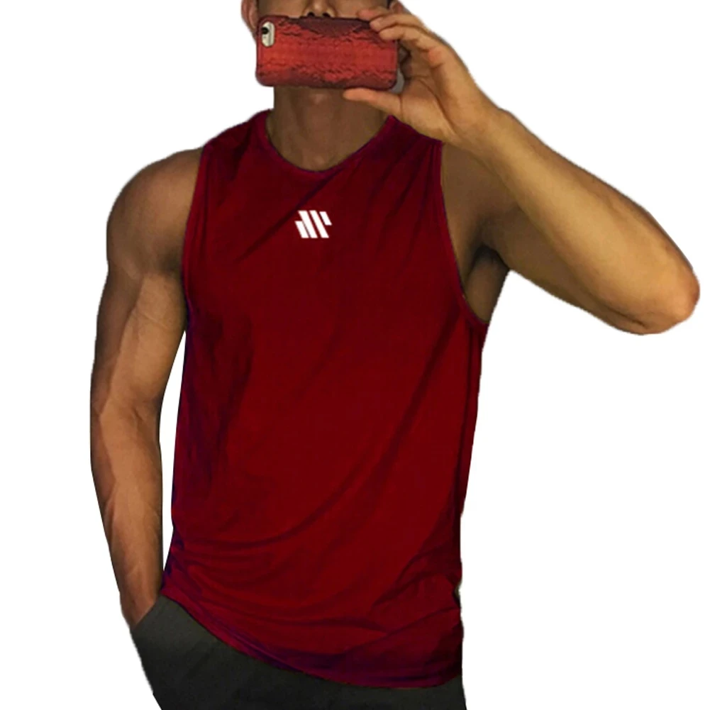 

2021 New Fashion Men's Street Style Tank Tops Quick-Dry Running Vest Fitness Training Undershirt