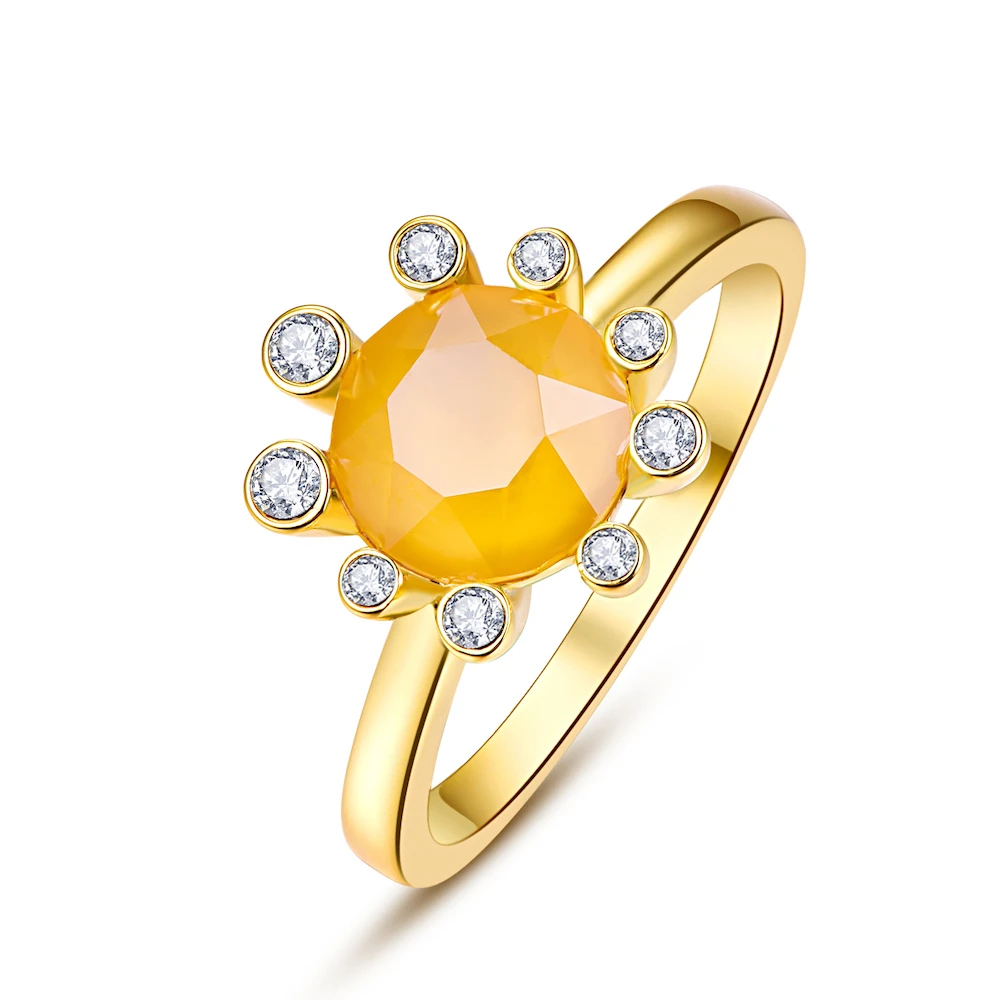 Кристаллы от Swarovski Glod цветные кольца Цветы для женщин элегантное кольцо Новая мода Роскошные женские кольца Свадебные украшения - Цвет основного камня: Crystal L124S