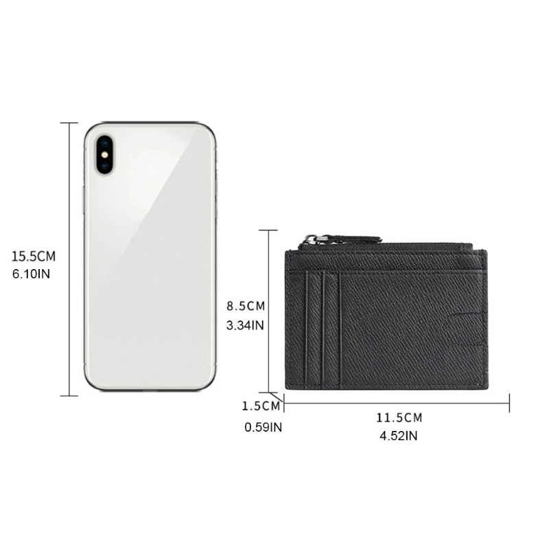 

Leather Credit Card Wallet Holder Pouch RFID Blocking Slim Zipper Pocket Coin Purse Cash Organizer