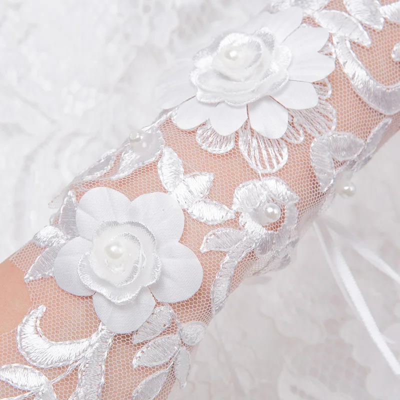 Белые короткие свадебные перчатки без пальцев Свадебные перчатки для женщин свадебные кружевные аксессуары