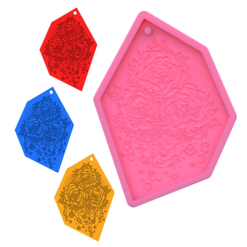 

Rose Tag Epoxy Resin Mold Hanging Pendant Silicone Mould DIY Crafts Jewelry Decorations Casting Tools