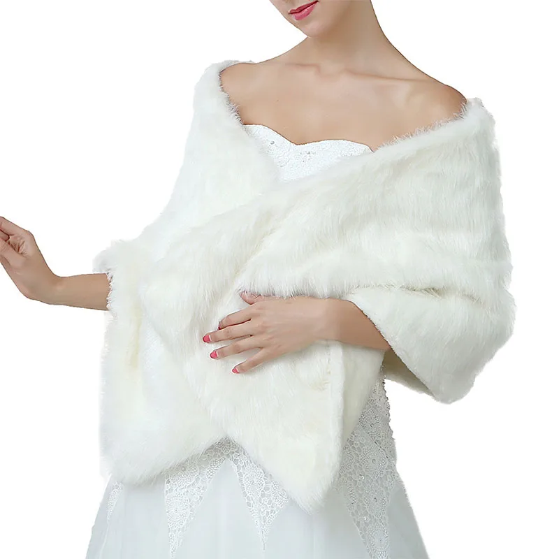 YULUOSHA Bride Wedding Plush Shawl Dress Cashmere White Simple Autumn and Winter Warm Scarf Long | Свадьбы и торжества