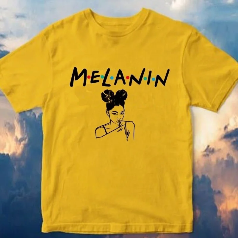 

HAHAYULE-JBH Melanin Black Girl Print Female T-shirt Harajuku T-shirts Summer Hip Hop Friends Cotton T Shirt Tee Shirt
