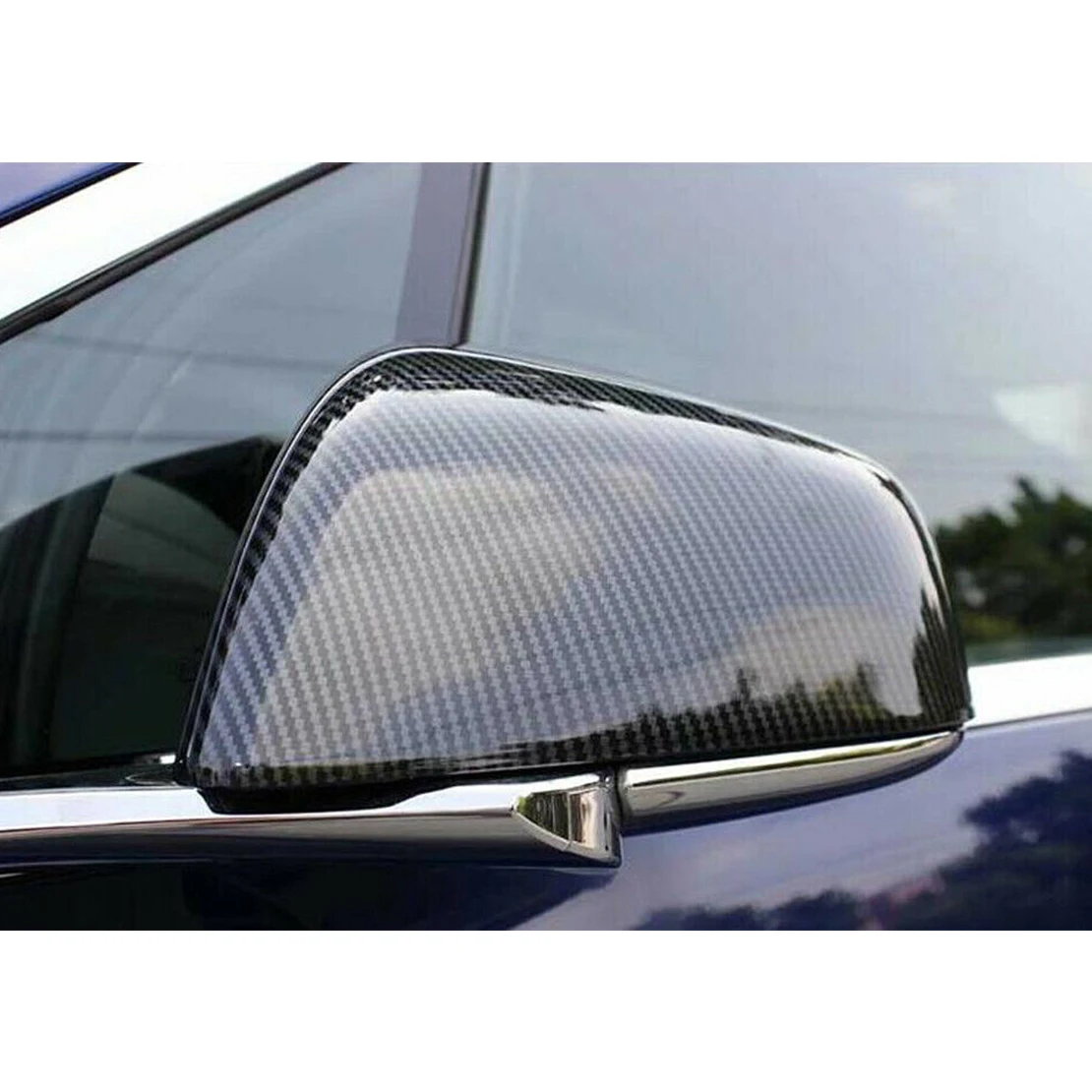 

beler 1Pair Carbon Fiber Style Side Rearview Mirror Cover Trim Fit For Tesla Model X 2016 2017 2018 2019