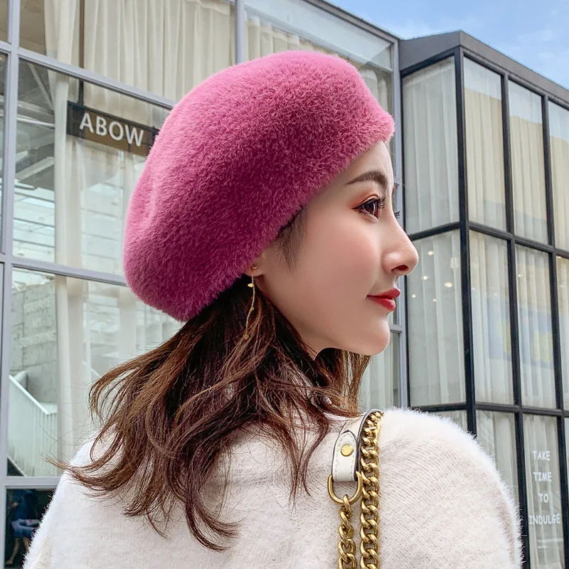 Английский алфавит вышивка берет Женская версия Вельветовая восьмиугольная