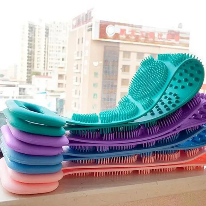 

Silicone Bath Body Brush, Exfoliating Long Silicone Body B ack Scrubber, Easy to