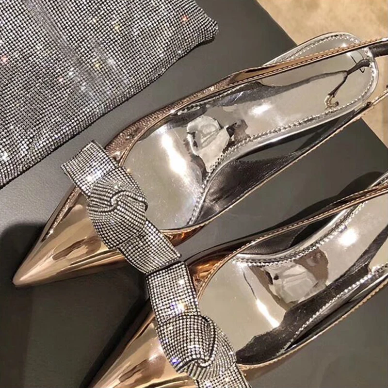 Pzilae/Новые сандалии-бантик со сверкающими стразами элегантные женские