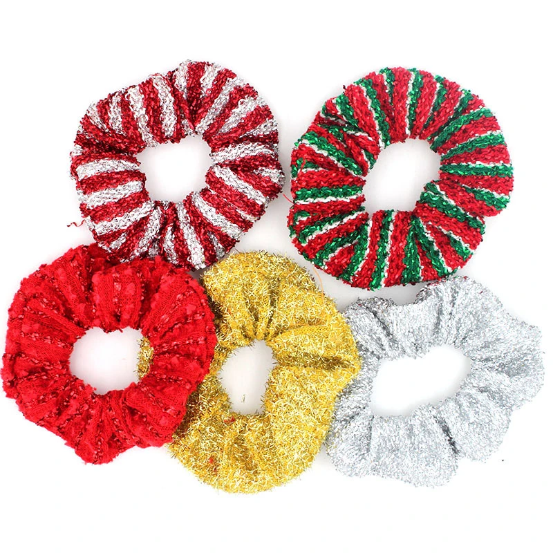 

Christmas Sequin Scrunchies Elastic Hair Bands Ponytail Holders Headwear Makeup Washing Face Rubber Bands Sweet Hair Accessories