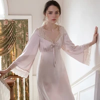 romantic nightgown nightwear princess women vintage sleepwear satin