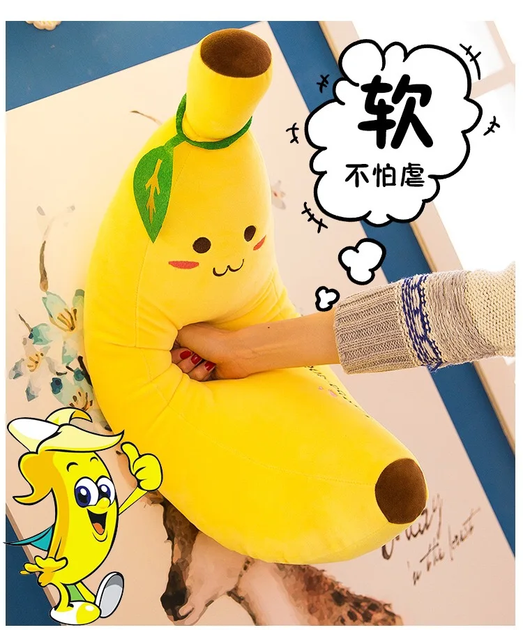 

35-80cm Yellow Soft Cute Banana Fruit Plush Doll Pillow Birthday Gift to Friends 3 Diferent Size for Chosen