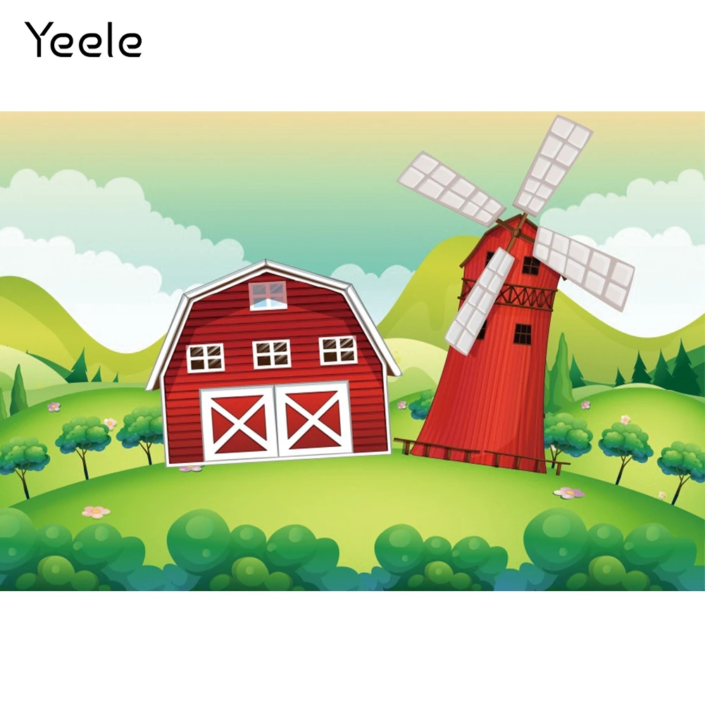 

Yeele Photography Sunshine Farm Theme Backdrops Barn Barnyard House Windmill Kids Birthday Photocall Background For Photo Studio