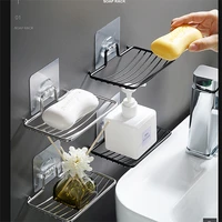 1pc shower soap dish with powerful vacuum suction cup bathroom kitchen wall adhesive soap dish holder stainless steel racks