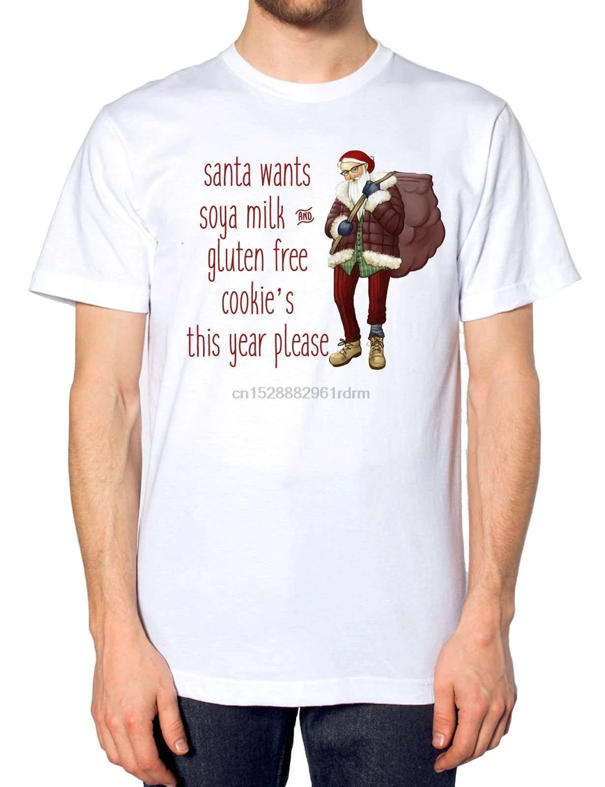 Футболка с надписью Santa want Soya Milk And Gluten Free Новинка праздничная футболка из 100%