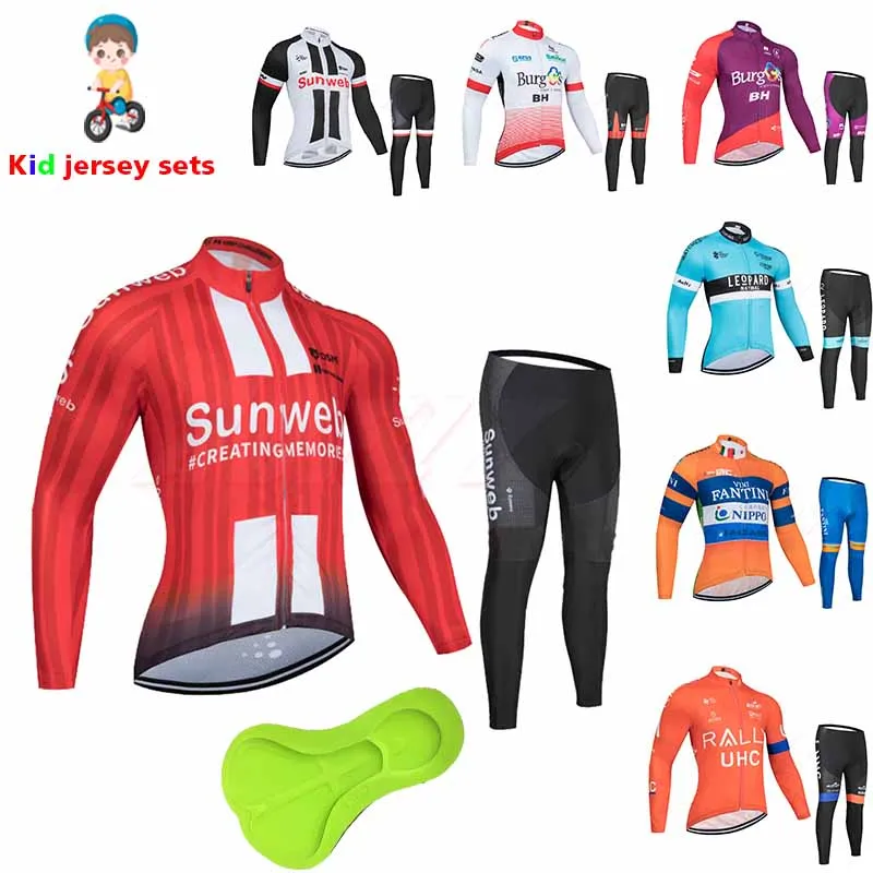 Sunweb/комплект велосипедной одежды с длинными рукавами для мальчиков и девочек 2020