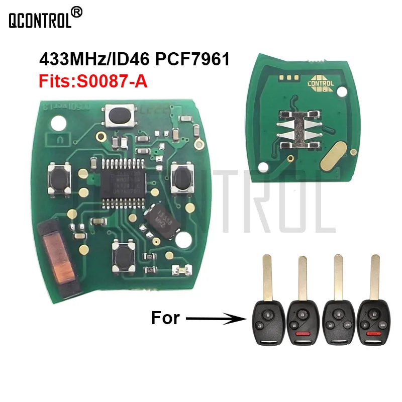 QCONTROL Car Remote Key Circuit Board for Honda S0087-A Accord Element Pilot Civic CR-V HR-V Fit Insight City Jazz Odyssey