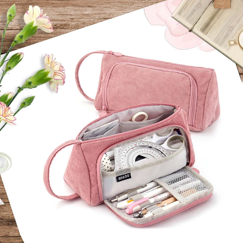 Вельветовый чехол для карандашей большой вместимости простой женский милый