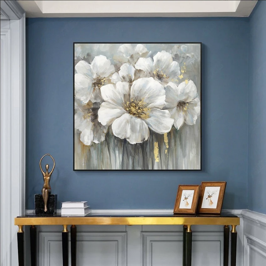 

Beautiful pictures of flowers orchids gold foil Handmade oil painting on canvas for home decoration living room sofa bedroom