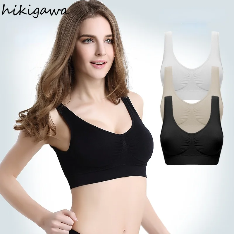 

Hikigawa Underwear Women Bra Yoga Sports Seamless Tube Tops With Built In Bra Plus Size Push Up Bra Wireless Bralette Lingerie