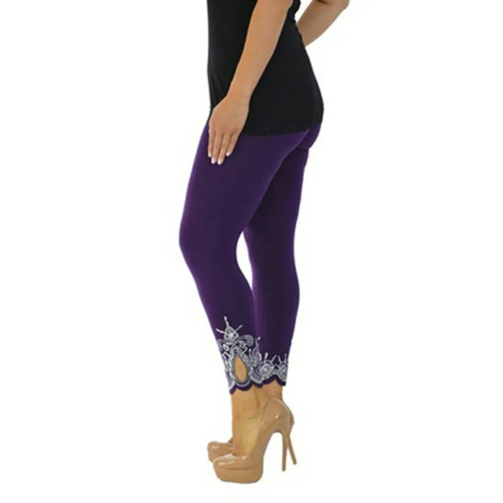 

Womens Cropped Trousers Elegant Comfortable Pants Printed Slim Leggings Slim Cropped Trousers Fashion Style