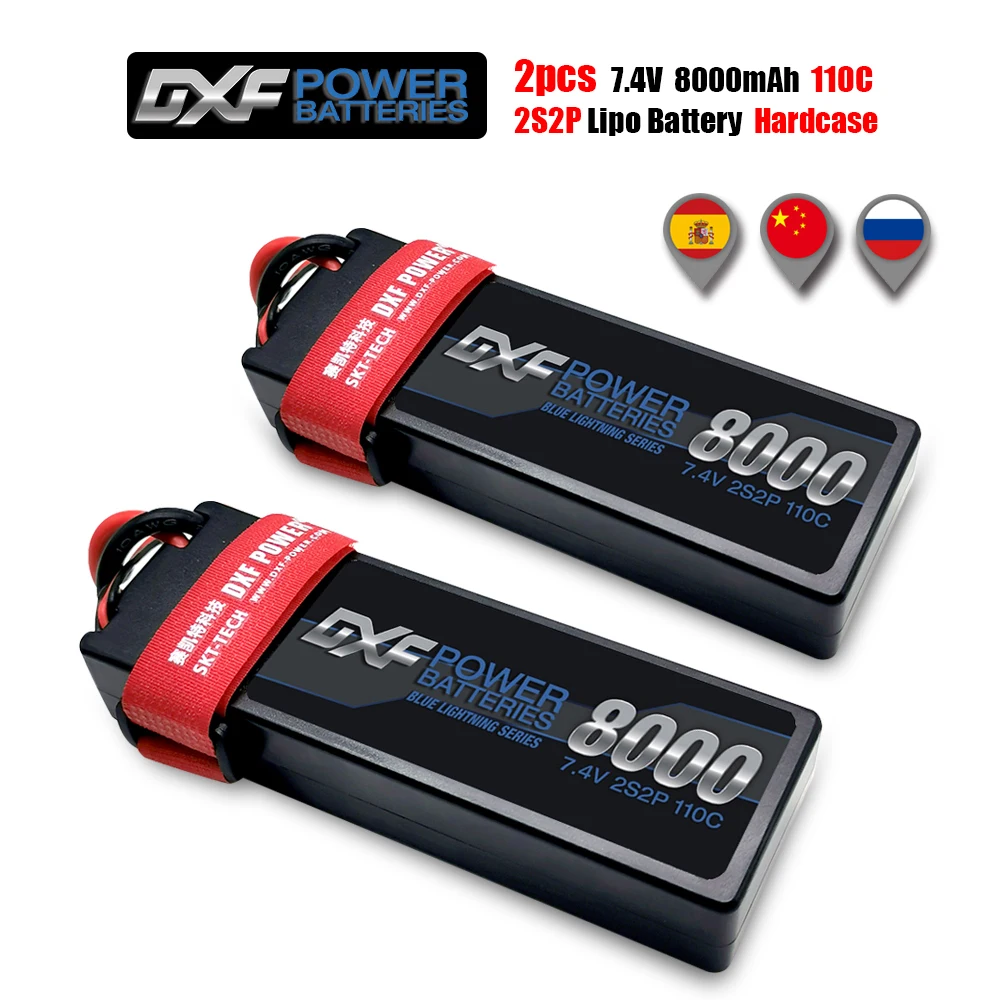 Аккумулятор DXF 2 шт. 2S lipo 7 4 В 8000 мАч 7000 6500 5200 110C 60C 50C Твердый чехол для автомобиля