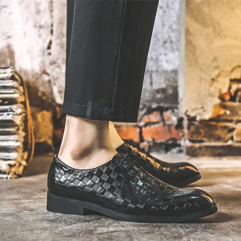 

New Fashion Men's Versatile Lace Up Casual Pu Gentleman Formal Shoes Business Casual Breathable Classic Hot Men's Shoes KN125