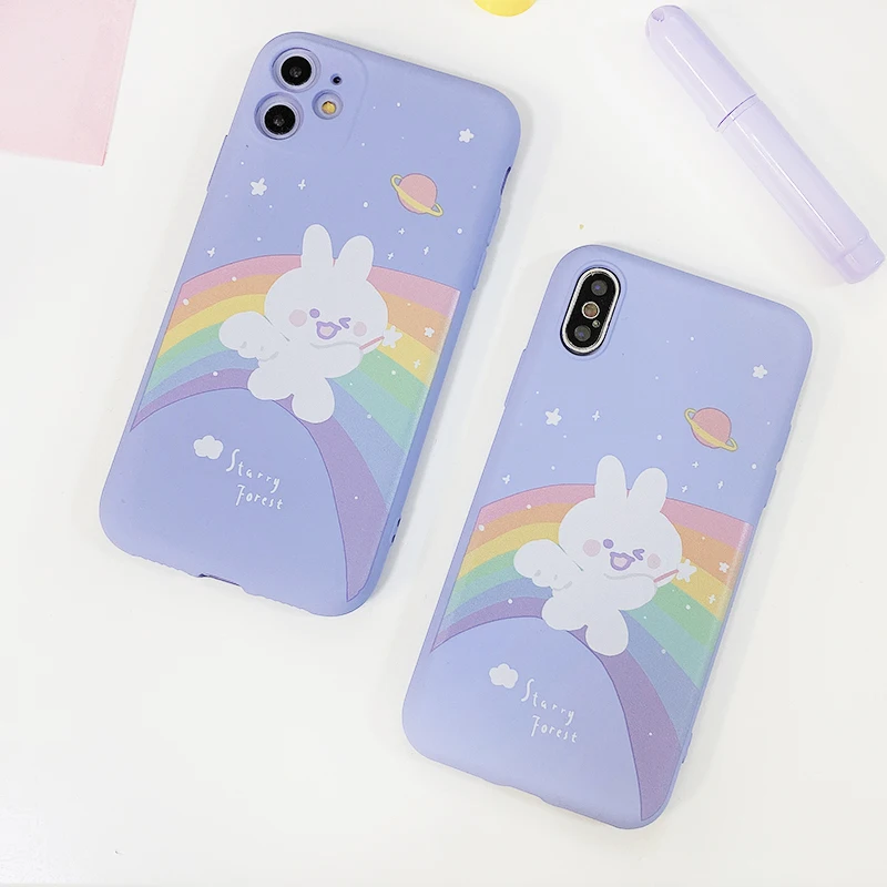 STARRY FOREST Милый мягкий чехол из ТПУ с радужным кроликом для iPhone 11 pro maxr Xs девочек