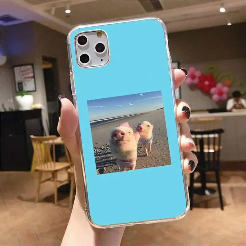 

Pet pig cute animal cover funda coque Phone Case Transparent soft For iphone 5 5s 5c se 6 6s 7 8 11 12 plus mini x xs xr pro max