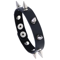 unique pointed bracelet one row gothic unisex women punk black bracelet spike rivet cone black leather cuff wristband