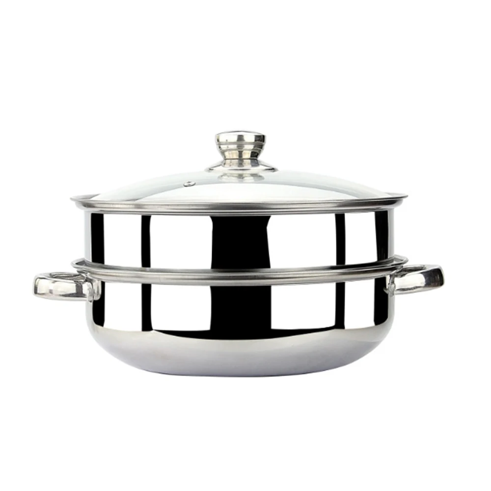 28 см Нержавеющая сталь кастрюли Пароварки утолщенные двойные котла 2 пароварка