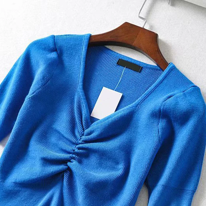 Женская Винтажная Футболка GOPLUS Летняя трикотажная футболка с v-образным вырезом