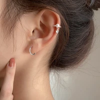 mini cool design exquisite stars hexagram stud earring round bead shiny zircon ear clip without ear hole for girl women