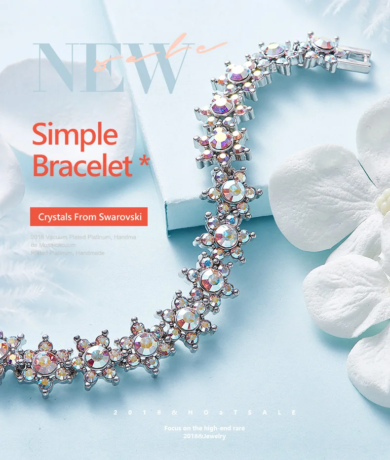 Cdyle, украшенные кристаллами Swarovski, браслеты, шарм, австрийские кристаллы, цветок, браслеты, Модные женские ювелирные изделия, лучшие подарки