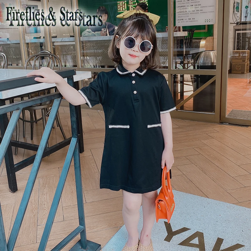 Summer girls dress baby kids vestidos children brand clothes fashion turn down collar single button striped 4 to 14 yrs | Детская одежда
